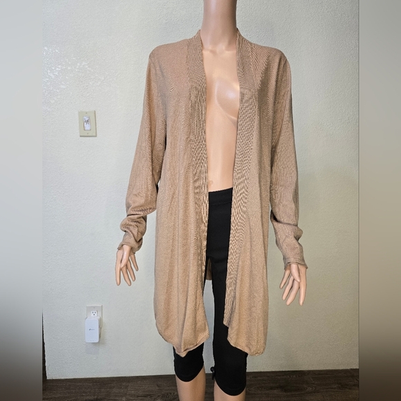 J. Jill Cardigan Sweater Size Large Open Front Tan - Picture 2 of 13